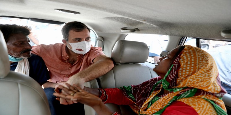 Delhi Rahul Gandhi met parents of Dalit girl Nangal Village said their tears only want justice